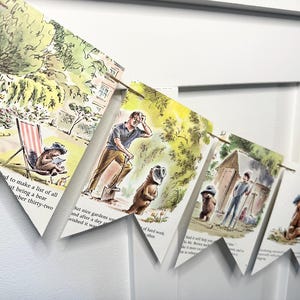 Vintage Paddington Bear book page banner bunting garland birthday party decor decoration garland