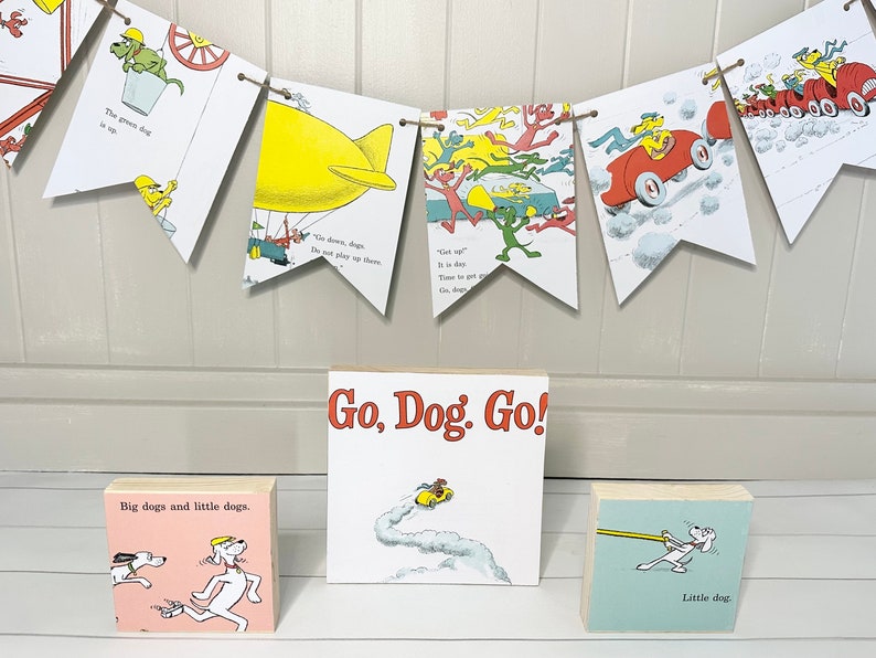 GO DOG GO book page banner garland bunting decoration dogs party decor image 5