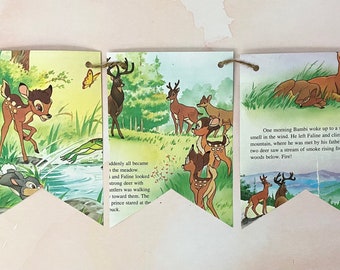 BAMBI DISNEY book page banner bunting garland decoration birthday decor nursery baby shower sign