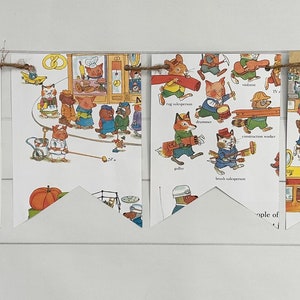 Busy Busy People busy town book page banner bunting garland birthday party decor decoration