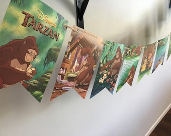 TARZAN book page banner garland bunting birthday shower party decor art decoration
