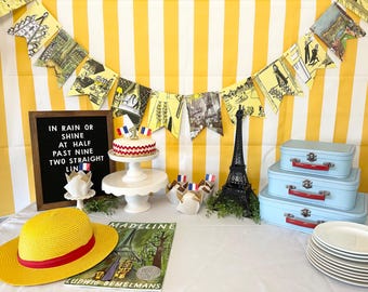 Madeline book page banner bunting garland decor decoration happy birthday shower Paris France theme