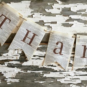 THANKFUL homemade book page banner fall thanksgiving decor decoration sign garland bunting afbeelding 2