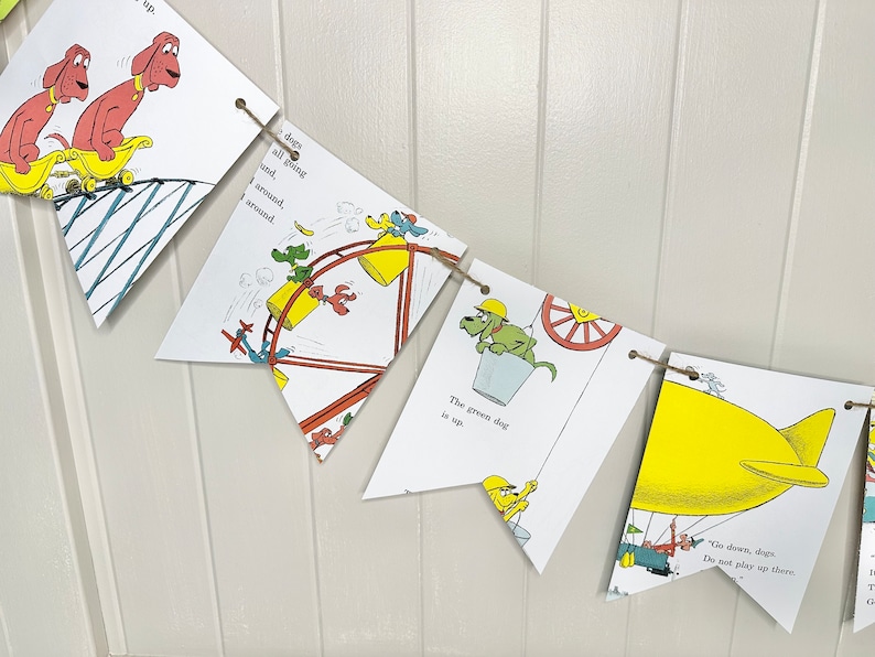 GO DOG GO book page banner garland bunting decoration dogs party decor image 7