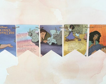 The Hunchback of Notre Dame book page banner bunting garland birthday party decor decoration