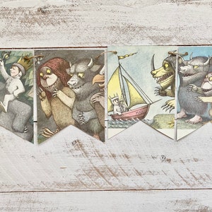 WHERE the WILD THINGS are book page banner garland bunting sign decoration