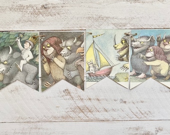 WHERE the WILD THINGS are book page banner garland bunting sign decoration
