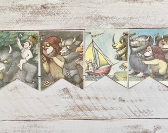 WHERE the WILD THINGS are book page banner garland bunting sign decoration