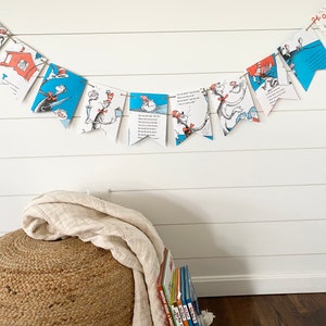 THE CAT in the HAT Dr. Seuss book page banner bunting garland party decoration decor