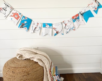 THE CAT in the HAT Dr. Seuss book page banner bunting garland party decoration decor