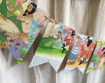 PETER PAN Book Page Banner Garland Bunting Sign Decoration Disney