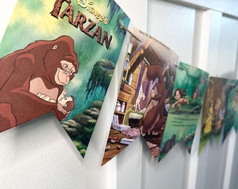 TARZAN book page banner garland bunting birthday shower party decor art decoration