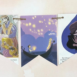 TANGLED RAPUNZEL book page banner bunting garland Disney Princess decoration