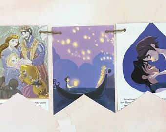 TANGLED RAPUNZEL book page banner bunting garland Disney Princess decoration