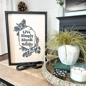 Live Simply Bloom Wildly quote painted wood sign signs art wall home decor baby nursery shower gift floral boho image 2
