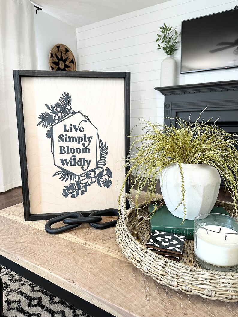 Live Simply Bloom Wildly quote painted wood sign signs art wall home decor baby nursery shower gift floral boho image 2