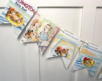 Paddington Bear Sets Sail book page banner bunting garland birthday party decor decoration garland beach