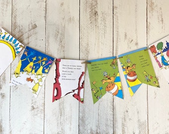 Dr. Seuss Oh, the THINKS you can THINK book page banner bunting garland birthday party home decor decoration art sign