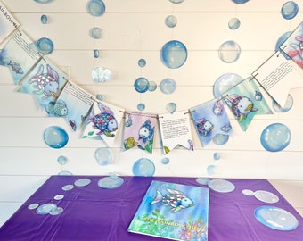 The Rainbow Fish book page banner birthday party baby shower garland bunting pendant art decor decoration