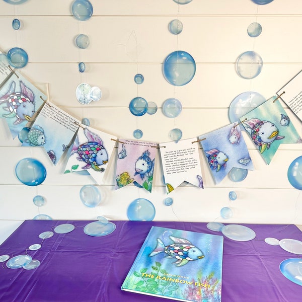 The Rainbow Fish book page banner birthday party baby shower garland bunting pendant art decor decoration