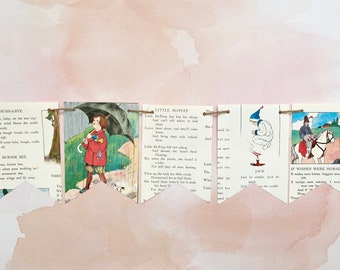 Mother Goose Nursery Rhymes book page banner bunting garland