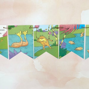 The Lorax book page banner Dr. Seuss bunting garland decor party decor decoration birthday shower nursery
