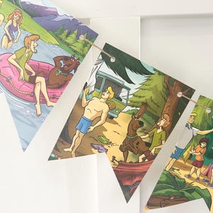 Scooby Doo birthday party book page banner 80’s party decor decoration bunting garland art sign