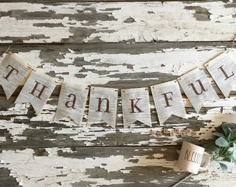 THANKFUL homemade book page banner fall thanksgiving decor decoration sign garland bunting