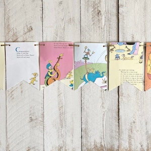 oh, The PLACES YOU'LL Go Dr Seuss book page banner bunting garland decoration graduation party decor