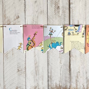 oh, The PLACES YOU'LL Go Dr Seuss book page banner bunting garland decoration graduation party decor