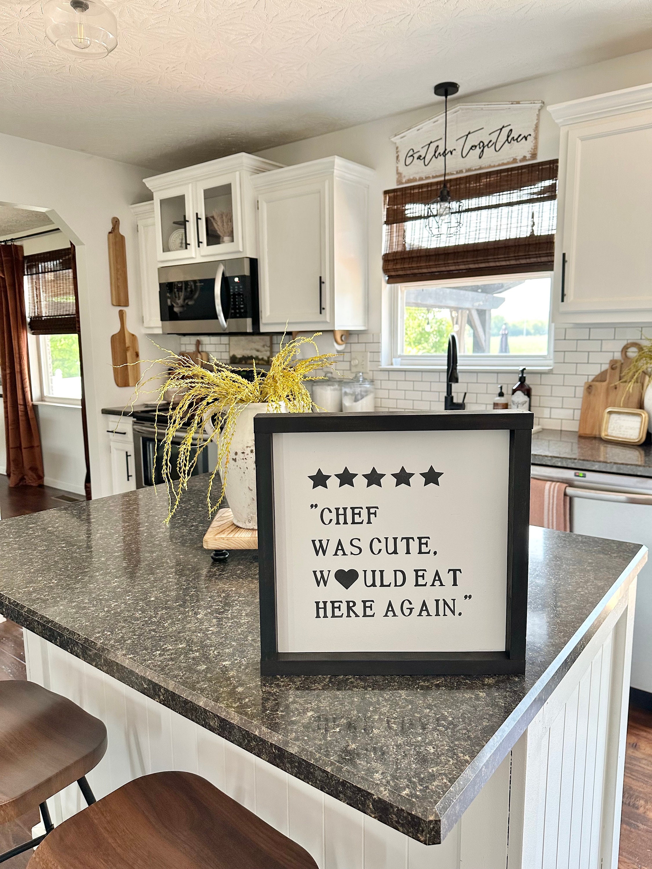 Chef Was Cute Would Eat Here Again Painted Wood Sign Kitchen Wall Decor  Decoration Five Stars - Etsy Israel, image size:2250x3000
