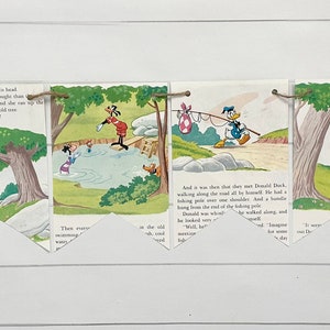 May include: A vintage Mickey Mouse's Picnic banner with illustrations of Mickey Mouse and his friends. The banner is made of paper and has a string attached to each end. The banner is decorated with illustrations of Mickey Mouse and his friends, including Donald Duck, Goofy, and Pluto. The banner is perfect for a Mickey Mouse themed party.