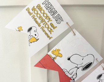 Snoopy and Woodstock Best friends Forever Charlie Brown book page banner decor decoration garland