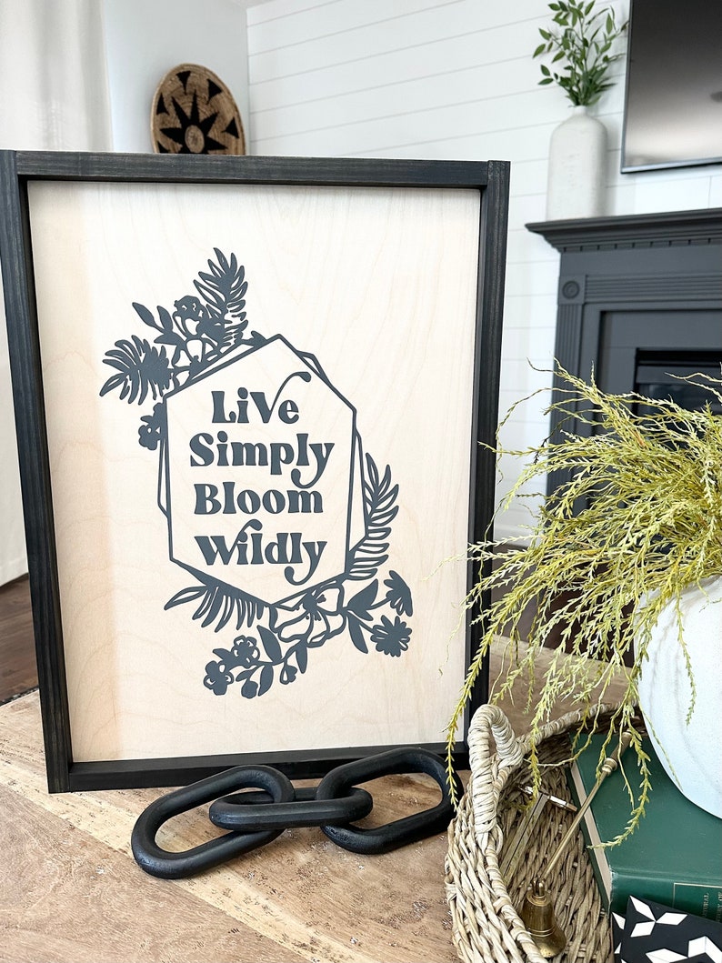 Live Simply Bloom Wildly quote painted wood sign signs art wall home decor baby nursery shower gift floral boho image 1