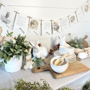 Beatrix Potter BOOK PAGE BANNER sign garland  Peter Rabbit Jemima Puddle duck Benjamin Bunny and more