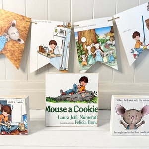 If You Give A  Mouse A Cookie book page banner birthday party decor decoration milk and cookies baby shower