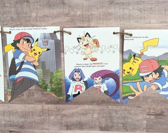 Pokémon pikachu themed book page banner birthday party decor decoration sign art