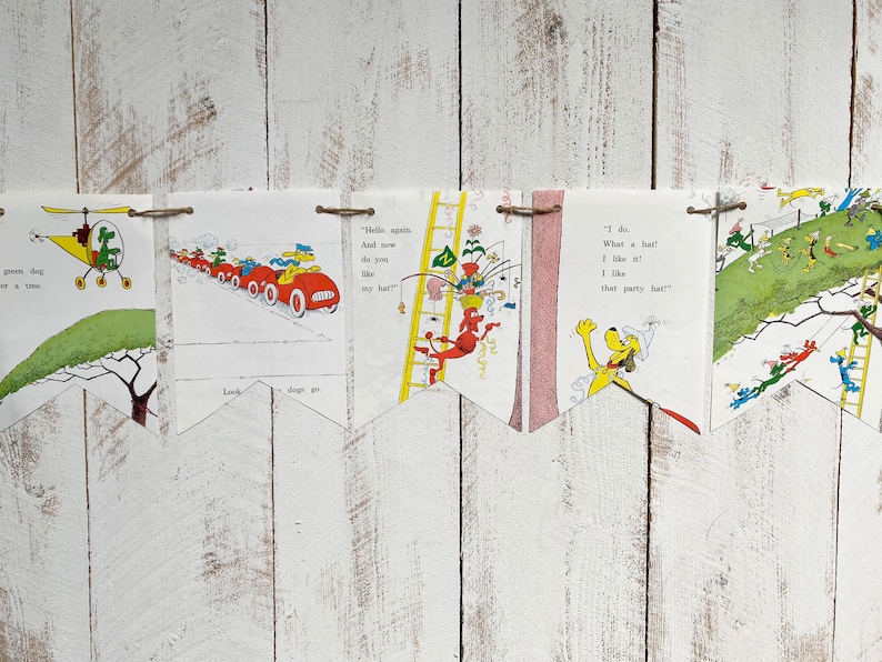 GO DOG GO book page banner garland bunting decoration dogs party decor image 3