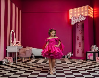 Barbie Digital Backdrop | Barbie Box Tub Photography Background | Birthday Editorial Studio (PNG Format)