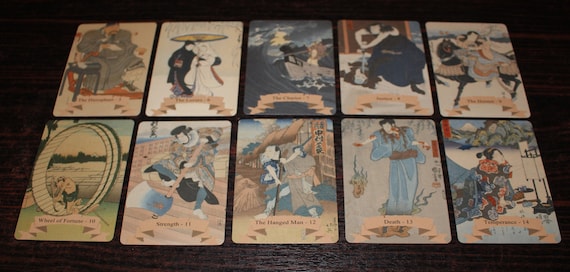 Japanese Tarot Deck: 78 Cards With Antique Art (poker Size) - Etsy