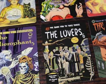 Golden Age of Horror Tarot Card Deck  - Comic Book Based Images - "Small" Poker Sized Deck Version -  Redesigned Edition