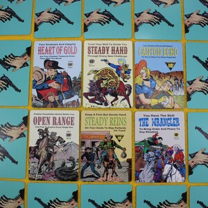 Western Oracle Cards: Cowboy Comic Book Art, Daglig vägledning Liknande Tarot "Poker Size" bild 6