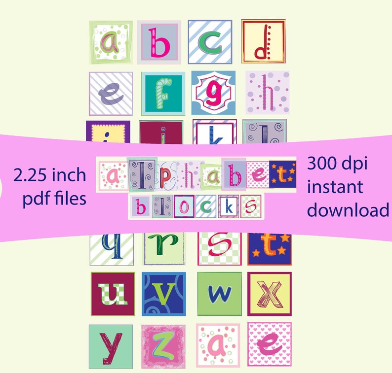 Baby Block Alphabet PDF Block Letters Printable Colorful Etsy