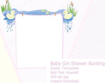 Baby Shower, Banner, Digital, Duck, Decorations, Girl, Printable, Bunting, Garland, Baby Banner, Instant Download