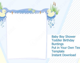 Baby Shower Boy, Banner, Duck, Decorations, Duck, Decorations, Boy, Printable, Bunting, Garland, Banner, Instant Download