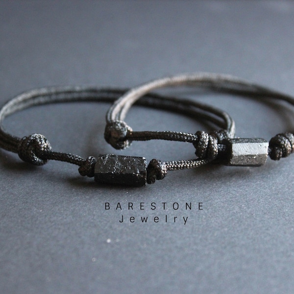 Raw black Tourmaline bracelet for men EMF 5 G protection Bracelet stone bracelet October birthstone bracelet