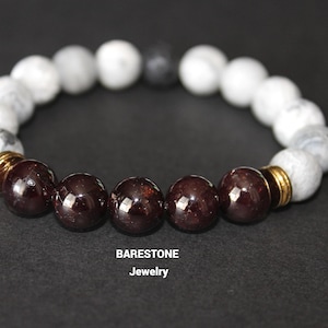 Winter Flammen Armband/Roter Granat Armband/Herren Granat Armband und Schutz/Landkarte Jaspis und 18k vergoldet/Januar Geburtsstein