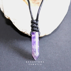 Raw Amethyst Crystal Necklace, February Birthstone Pendant, Purple Gemstone Necklace, Healing Crystal Gift