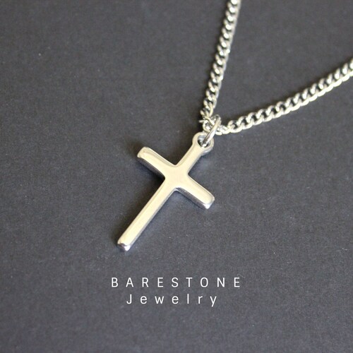 Waterproof Stainless Steel Cross Necklace - Men's Pendant, Barestone