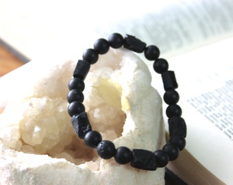 EMF Bracelet/Ultime Proteccion /Grounding stone/Raw Black Tourmaline Bracelet/Gift Bracelet/Black Onyx Bracelet/Protection Bracelet/Dad Gift